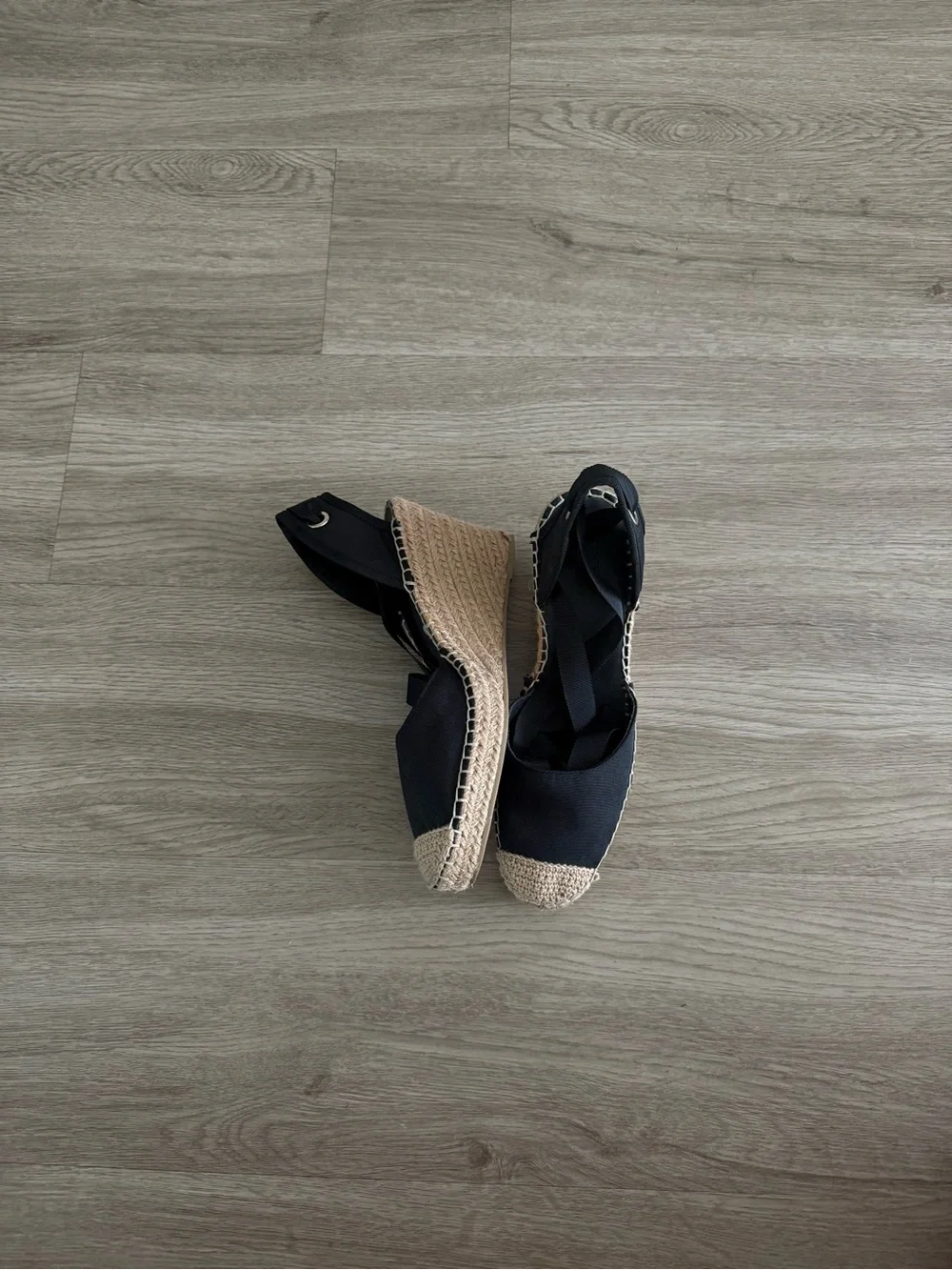 ASOS Black Espadrille Wedge Flats with Natural Toe